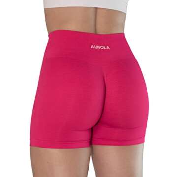 AUROLA Intensify V2.0 Women's Workout Shorts Athletic Running Shorts, Seamless High Waist Sport Gym Yoga Shorts 3.6 Pink