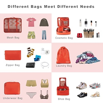 BAGAIL 8 Set Packing Cubes Luggage Packing Organizers for Travel Accessories-Orange