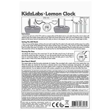 4M Kidzlabs Lemon Powered Clock, Chemical Electrical Science Lab Experiment - STEM Toys Educational Gift for Kids & Teens, Girls & Boys 12 Count (Pack of 1)