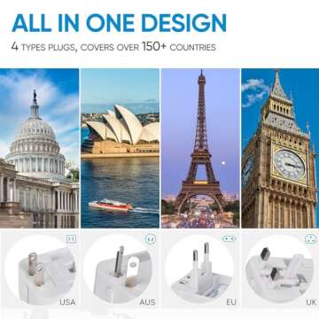 LKY DIGITAL Universal Travel Adapter USB C, International Power Adapter with 1 USB-C and 1 USB-A Por...