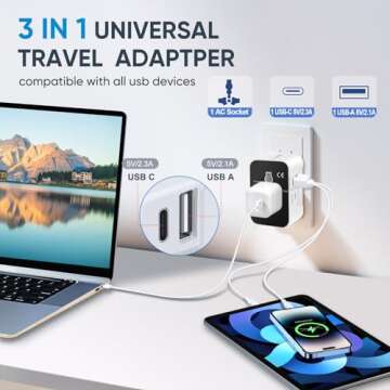 Universal Travel Adapter with USB Ports for Global Travel