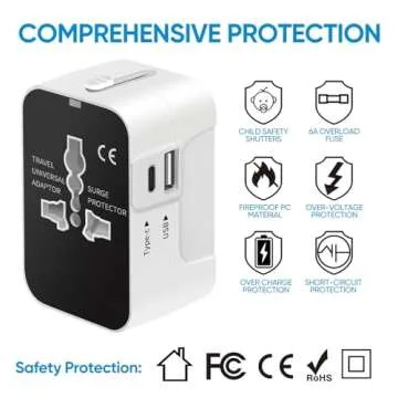 Universal Travel Adapter with USB Ports for Global Travel