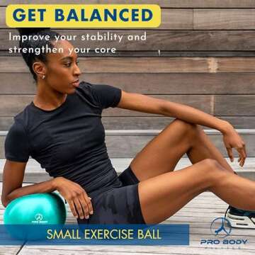 ProBody Pilates Ball 9 Inch - Small Exercise Ball for Between Knees or Barre, Core, Ab Workouts, Yog...