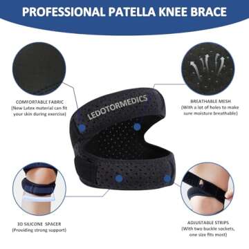 LedoTorMedics Medical Patella Knee Brace for Knee Pain, (Plus Size) Professional Patellar Tendon Sup...