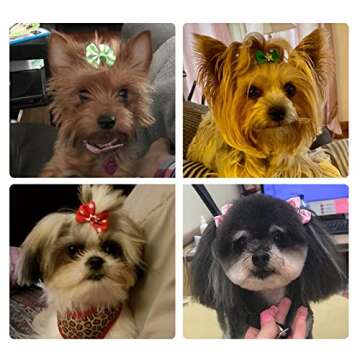 Rimobul 50PCS Yorkie Pet Hair Bows with Rubber Bands, Cute Small Dog Hair Bows Pet Handmade Hair Bowknot Puppy