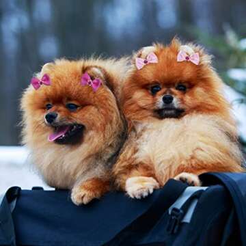 Rimobul 50PCS Yorkie Pet Hair Bows with Rubber Bands, Cute Small Dog Hair Bows Pet Handmade Hair Bowknot Puppy