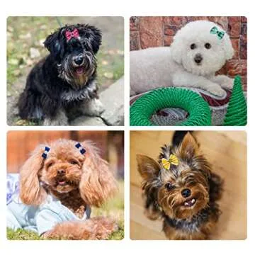 Rimobul 50PCS Yorkie Pet Hair Bows with Rubber Bands, Cute Small Dog Hair Bows Pet Handmade Hair Bowknot Puppy