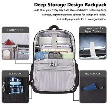 MAXTOP Deep Storage Laptop Backpack with USB Charging Port - Water Resistant for 15 Inch Laptop, Ide...