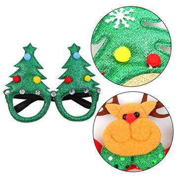 Aneco 9 Pack Christmas Headbands Christmas Glasses Frames Xmas Party Hat Headwear Christmas Costume Accessory for Christmas Party Supplies