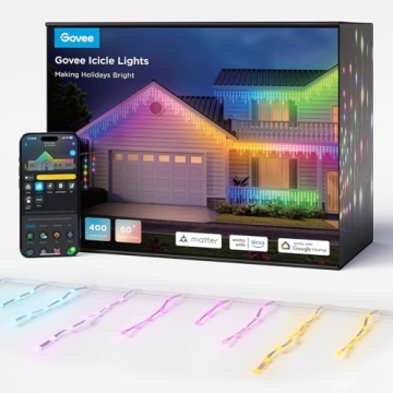 Govee Christmas Icicle Lights - 33ft Smart RGBIC Outdoor