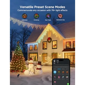 Govee Christmas Icicle Lights - 33ft Smart RGBIC Outdoor