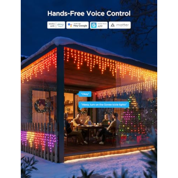 Govee Christmas Icicle Lights - 33ft Smart RGBIC Outdoor