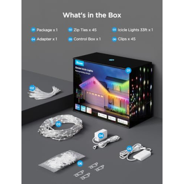 Govee Christmas Icicle Lights - 33ft Smart RGBIC Outdoor