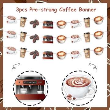 Funmemoir Coffee Party Decorations - 3PCS Pre-Strung Coffee Banners, Cafe Birthday Party A Baby is Brewing Baby Shower Decorations, Coffee Banner Garlands for Coffee Bar House Shop Party