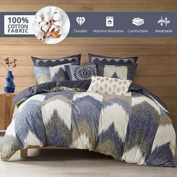 INK+IVY King Size Comforter Set, Cozy Cotton Comforter, All Season, Lightweight Comforter King Bed S...
