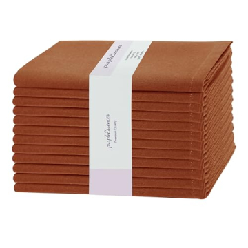 PurpleEssences Rust Set of 12 Cloth Dinner Napkins 100% Cotton 18x18 Inch - Soft Durable Washable - ...