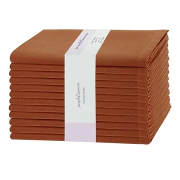 PurpleEssences Rust Set of 12 Cloth Dinner Napkins 100% Cotton 18x18 Inch - Soft Durable Washable - ...
