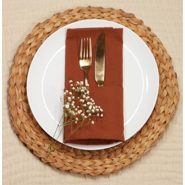 Rust Cloth Dinner Napkins Set of 12 - Elegant Cotton