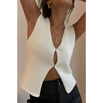 Women Y2k Crochet Vest Top Sleeveless Vintage Style