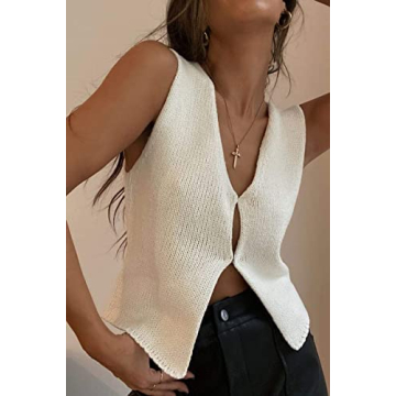 Women Y2k Crochet Vest Top Sleeveless Vintage Style