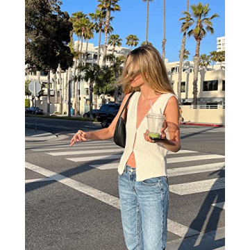 Women Y2k Crochet Vest Top Sleeveless Vintage Style