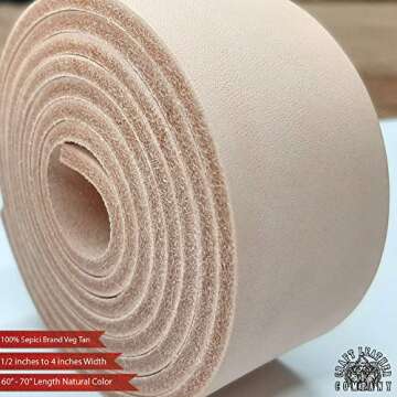 Sepici Leather Strap Natural 1/2" Inch to 4" Wide, 60-70 Inches Long (Heavy Weight) (3/4")