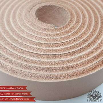 Sepici Leather Strap Natural 1/2" Inch to 4" Wide, 60-70 Inches Long (Heavy Weight) (3/4")