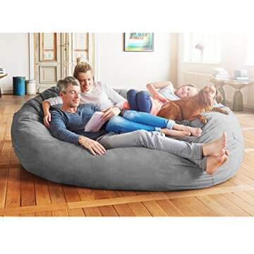 Lumaland Luxurious Giant 7ft Bean Bag Chair with Microsuede Cover - Ultra Soft, Foam Filling, Washab...
