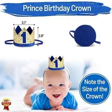 Baby Boy 1st Birthday Decorations With Birthday Crown - First Birthday Boy Decorations - Cake Smash Party Supplies - Happy Birthday and HighChair One Burlap Banner, Number One Balloon, Cake Topper.