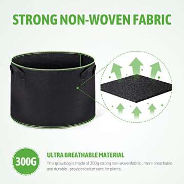 Delxo 10 Gallon Grow Bags - Durable Planting Pots 10 Pack