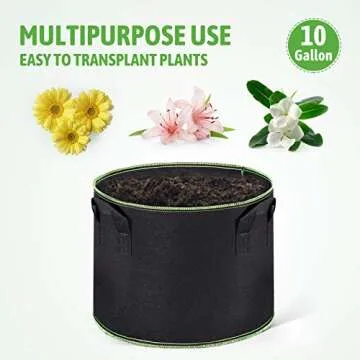 Delxo 10 Gallon Grow Bags - Durable Planting Pots 10 Pack