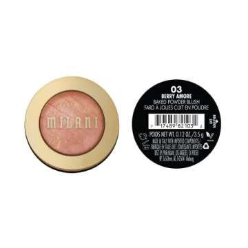 Milani Baked Blush - Berry Amore (0.12 Ounce) Cruelty-Free Powder Blush - Shape, Contour & Highlight Face for a Shimmery or Matte Finish