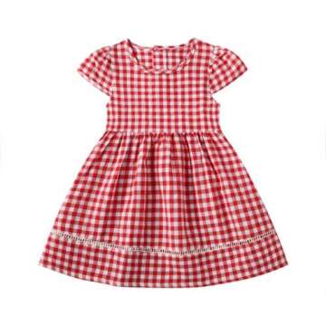Adorable Girls Cotton Plaid Dress for Summer Fun