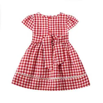 Adorable Girls Cotton Plaid Dress for Summer Fun