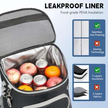 Cooler Backpack, 33 Cans Backpack Cooler Insulated Leak Proof, Portable Lightweight Beach Camping Picnic Thermal Backpack, Soft Ice Chest Cooling Bag Lunch Backpack for Men and Women