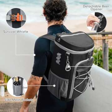 Cooler Backpack, 33 Cans Backpack Cooler Insulated Leak Proof, Portable Lightweight Beach Camping Picnic Thermal Backpack, Soft Ice Chest Cooling Bag Lunch Backpack for Men and Women