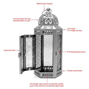 CVHOMEDECO Moroccan Decorative Lantern for Home and Patio
