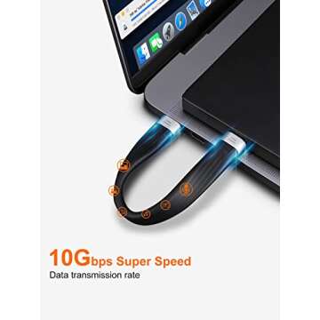 CableCreation Short USB C Cable 5inches, 60W PD Fast Charging Type C Cable, USBC 3.1 FPC 10Gbps, Sho...