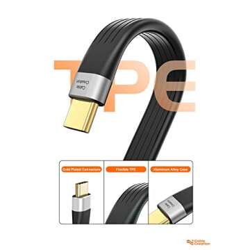 CableCreation Short USB C Cable 5inches, 60W PD Fast Charging Type C Cable, USBC 3.1 FPC 10Gbps, Short USB C to USB C Cable for iPhone 15/Pro, Power Bank, Galaxy S21/S20, Thunderbolt 3 Device, Black