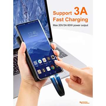 CableCreation Short USB C Cable 5inches, 60W PD Fast Charging Type C Cable, USBC 3.1 FPC 10Gbps, Short USB C to USB C Cable for iPhone 15/Pro, Power Bank, Galaxy S21/S20, Thunderbolt 3 Device, Black