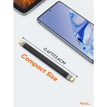 CableCreation Short USB C Cable 5inches, 60W PD Fast Charging Type C Cable, USBC 3.1 FPC 10Gbps, Short USB C to USB C Cable for iPhone 15/Pro, Power Bank, Galaxy S21/S20, Thunderbolt 3 Device, Black