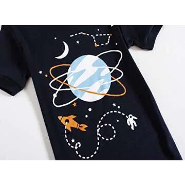 Family Feeling Boys Space Pajamas Summer Pjs 100% Cotton