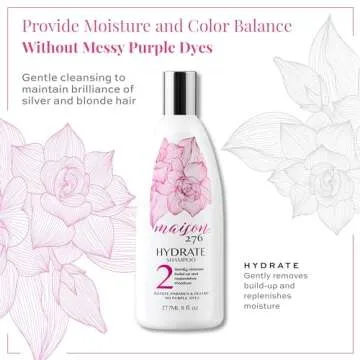 Maison 276 HYDRATE Shampoo for Silver, Gray & Blonde Hair, Tone-Correcting Shampoo, NOT a Purple Shampoo, Neutralizes Brassiness & Replenishes Hair Moisture, Sulfate-Free, 1, 8 oz Bottle
