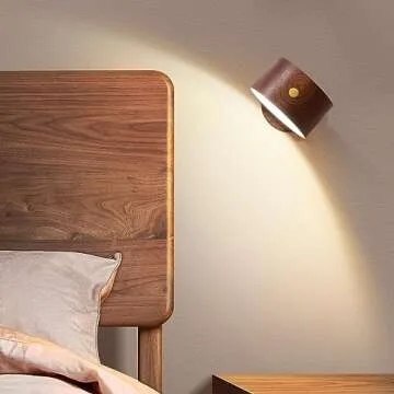 LANDGOO Wooden LED Wall Sconces Set - Rechargeable & Dimmable