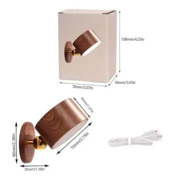 LANDGOO Wooden LED Wall Sconces Set - Rechargeable & Dimmable