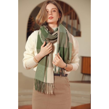 Wander Agio Women's Fashion Plaid Warm Scarf - Chic Winter Accessory