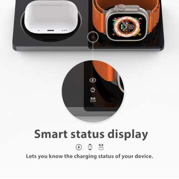 3 in 1 Charging Station for Apple Devices: Mag-Safe Charger Stand Fast Charging, Wireless Charger for iPhone 16/15/14/13/12 Series, Apple Watch Series 1-9/Ultra, AirPods Pro,30W USB Charger (Black)