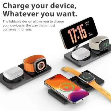 3 in 1 Charging Station for Apple Devices: Mag-Safe Charger Stand Fast Charging, Wireless Charger for iPhone 16/15/14/13/12 Series, Apple Watch Series 1-9/Ultra, AirPods Pro,30W USB Charger (Black)