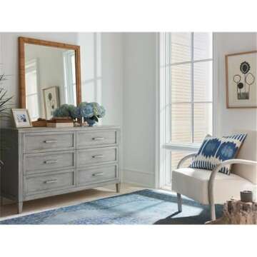 Coastal Living Escape Long Key Accent Mirror in Woven Rattan Wood Frame Surrounding