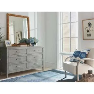 Coastal Living Escape Long Key Accent Mirror in Woven Rattan Wood Frame Surrounding